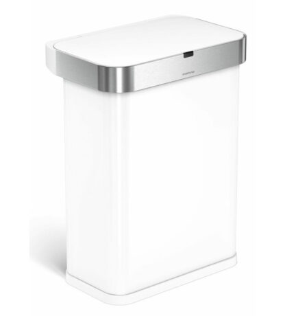 Simplehuman RECTANGULAR 58L - bílá ocel (ST2033) - Bezdotykový koš